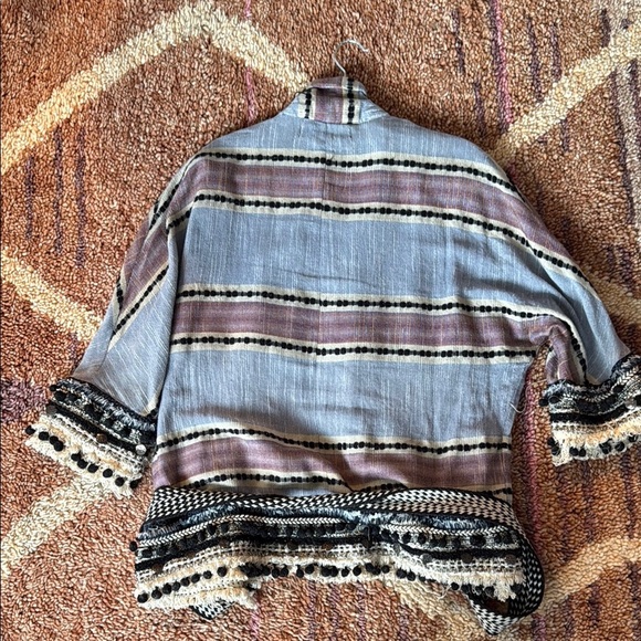 ZARA Striped Kimono Cardigan with Belt - Picture 3 of 9